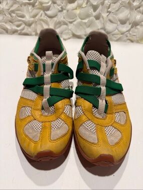 Diesel Yellow and Green Mesh Lace-Up Sneakers